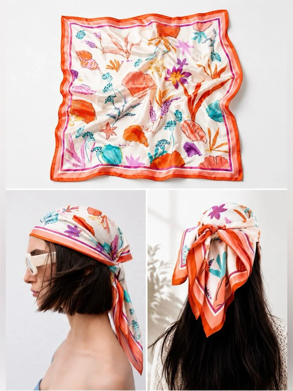 Zara Printed Satin Headscarf NWT